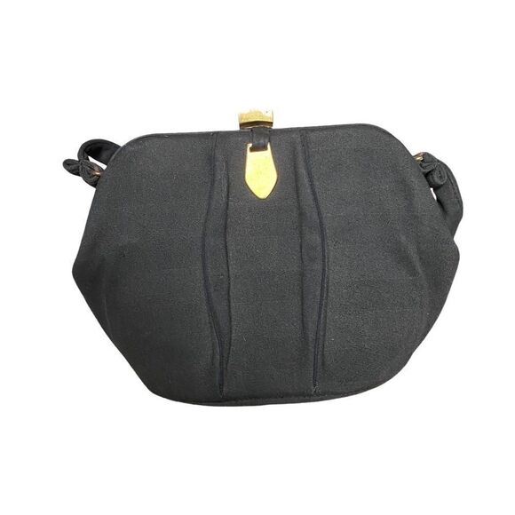 VINTAGE 50's GRACELINE ART DECO Black Fabric Handbag - Picture 1 of 9